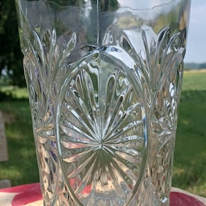 Vintage Anchor Hocking Medallion Heavy Pressed Pattern Glass pitcher