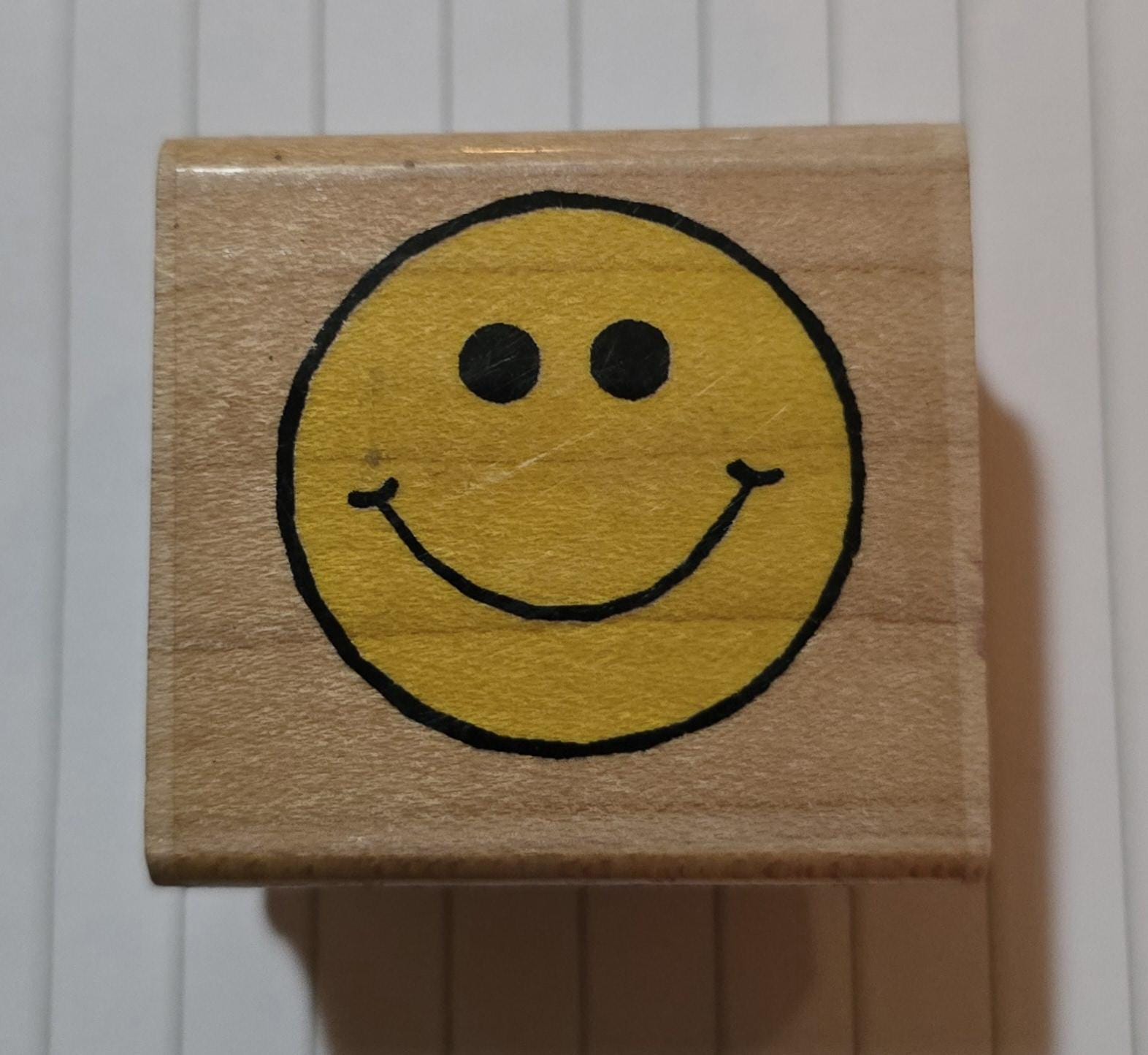 Smile Smiley Face Emoji Groovy Hippie Wood Mounted Rubber Stamps by ...