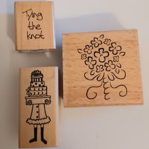 Den Knoten knüpfen Tiered Wedding Cake Bouquet Holz montiert Stempel Lot Aless Baker Impression Obsession Eine Musehe