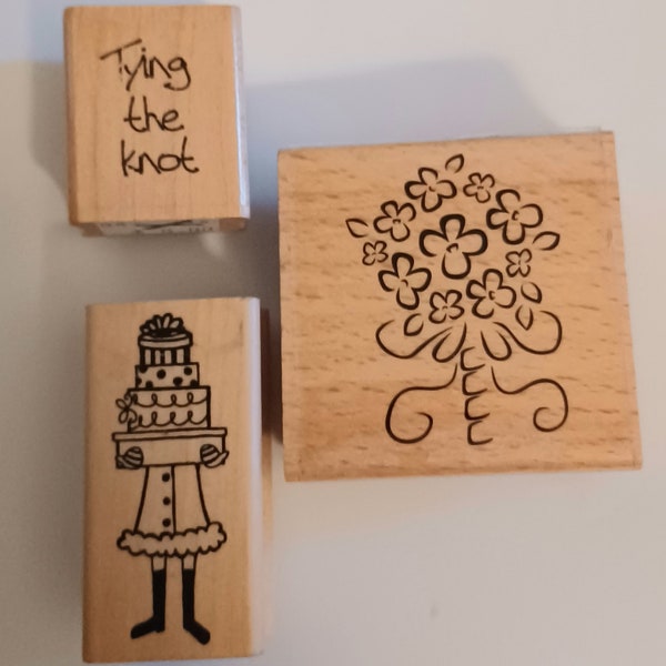 Tying the Knot Tiered Wedding Cake Bouquet Wood Mounted Rubber Stamps Lot Aless Baker Impression Obsession A Muse marriage