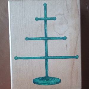 Evenementenboomstandaard Op hout gemonteerde rubberen stempel van Rubber Stamps Inktornamentstandaard vintage HTF