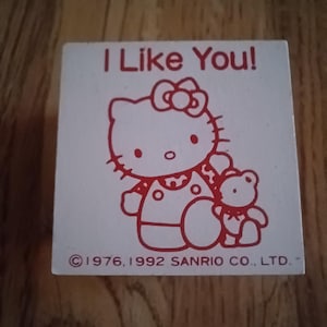 ハローキティ 希少ヴィンテージ木製台紙付きゴム印 キトゥンミャオキャット 1992年製 日本製
