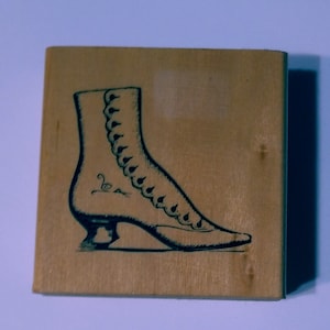 Victorian Lace Up Boot Wood Mounted Rubber Stamp by Anita&#39;s Vintageand Antique Fashion