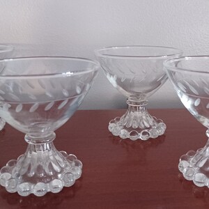 4 Anchor Hocking Laurel Champagne Sherbet Vintage Pressed Glass