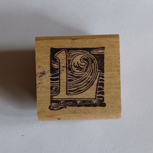 Sello de goma decorativo raro con la letra L, montado en madera, de Stamp Francisco, con monograma del alfabeto, HTF