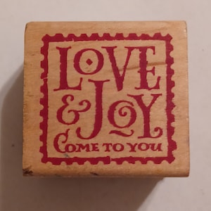 El amor y la alegría vienen a ti, sello de goma montado en madera