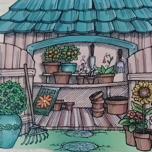 Garden Potting Shed Extra Large Scene Wood Mounted Rubber Stamp 1998 Vintage by Hero Artse S 1346 Nature Gardener Gardening