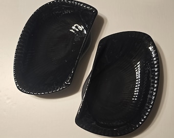 2 raras conchas negras Wedgwood Wedgewood de 9 pulgadas, almeja inglesa, mate brillante