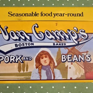 Vintage 1986 Van Camp&#39;s Boston Baked Pork and Beans Stokley Recipe Box Tin
