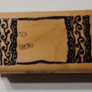 Da A Da Etichetta regalo tribale Raro timbro di gomma montato su legno vintage di Dawn Houser Inkadinkado 8408 M
