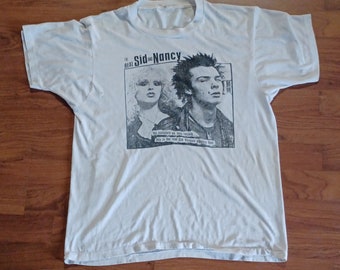 1980 Vintage originele Sid en Nancy sx pistolen T-shirt tee Maat Groot Scherm Sterren merk