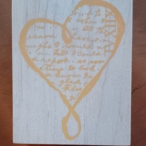 Large Script Cursive Heart Wood Mounted Rubber Valentine Love Wedding by EK Success