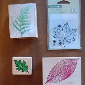 Viele realistische Blätter Blatt Holz montierte Stempel von All Night Media Rubber Stampede