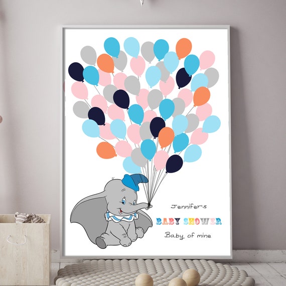 Disney Dumbo Baby Shower Guest Book Fingerprint Alternative Elephant Circus Thumb Print Digital For Boys