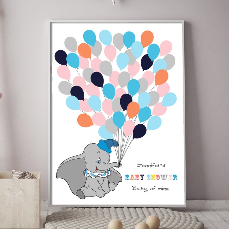 Dumbo Elephant New Born Baby Christening Baby Shower Wall Art A4 Print Only
