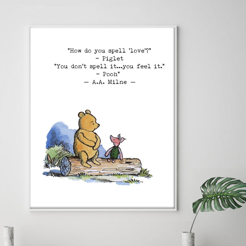 Four Set Of Winnie The Pooh Prints Love Wedding Quotes Etsy