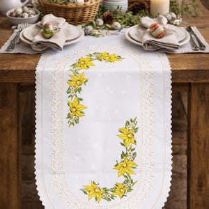 Polish Traditional Easter Table Runner 37"x18" (Flowers)