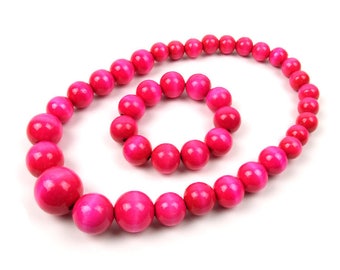 Handmade Wooden Bead Necklace and Bracelet Set (Korale Goralskie)