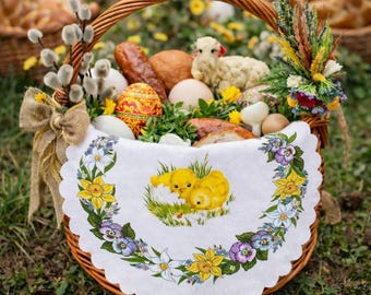 Polish Traditional Easter Doily Basket Cover (Lamb, Chicks, Eggs or Flowers)