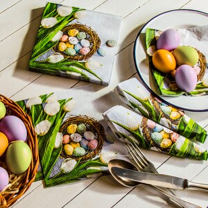 Polish Easter Luncheon Napkins, Set of 20 (Lamb, Bunny, Eggs, Palms)