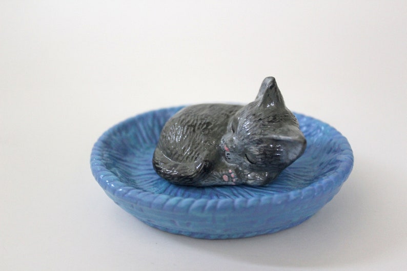 Ceramic Kitten in Basket