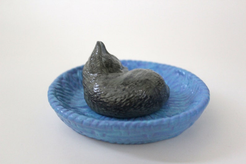 Ceramic Kitten in Basket