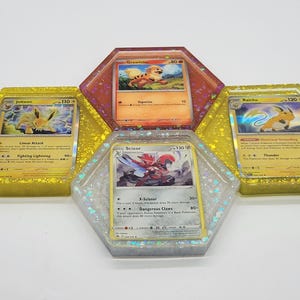 pokemon card resin coasters Resin Pokemon Coasters - Pokemon Trinket Dish