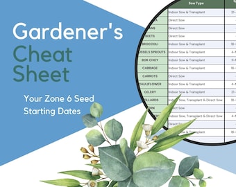 Zone 6 Seed Starting Dates - The Gardener's Cheat Sheet - Printable PDF