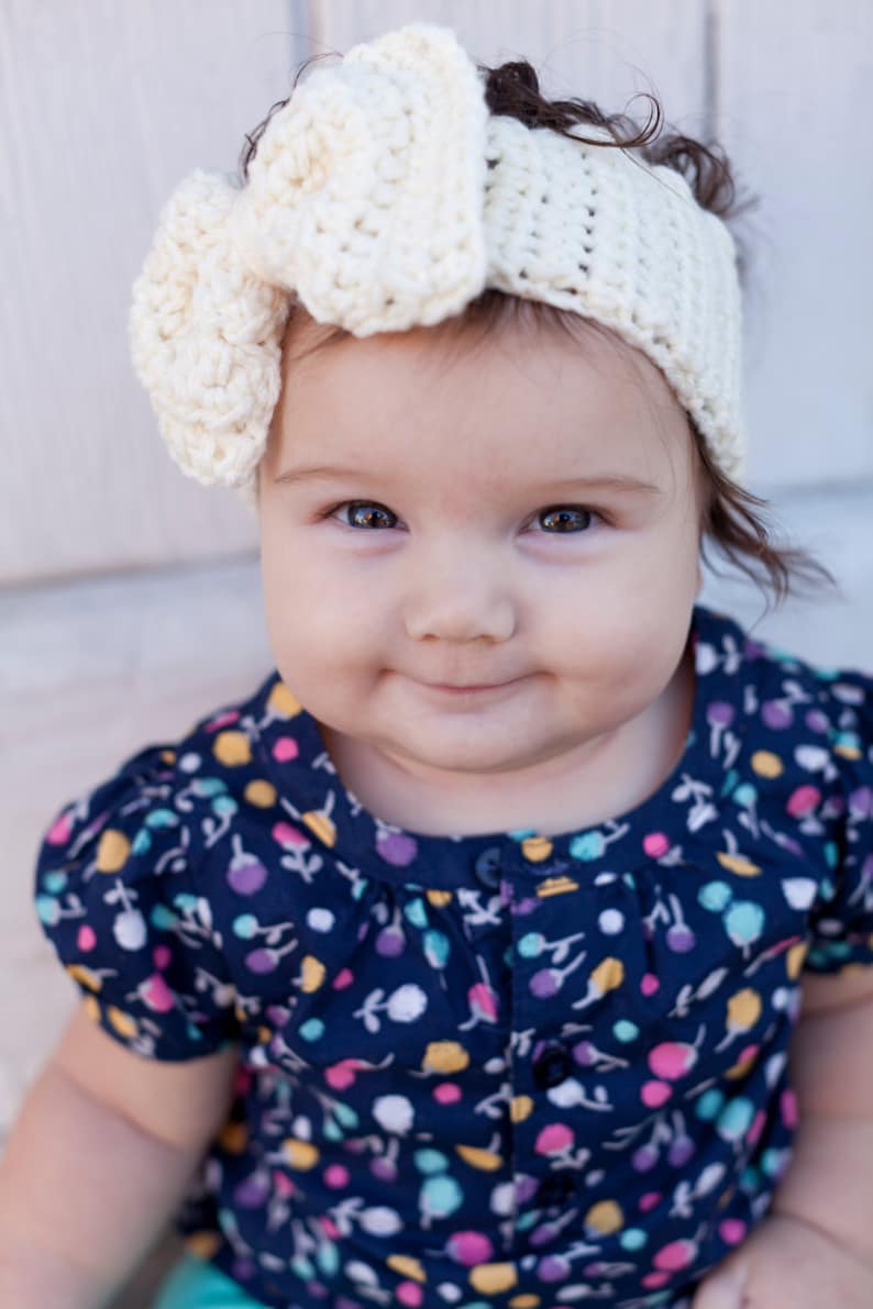 Crochet Big Bow Ear Warmer for Babies Baby Headband Baby Ear Etsy