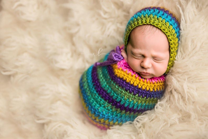 Rainbow Newborn Swaddle Sack And Set Newborn Photo Etsy