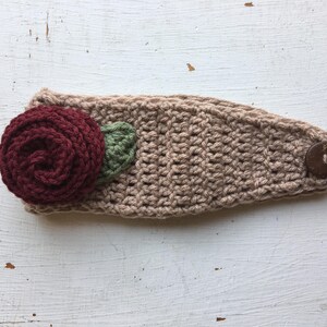 ANY COLOR Women/'s Ear Warmer Crochet Earwarmer Headband Head Wrap With Large Flower
