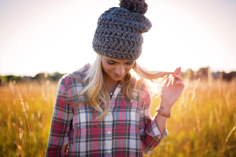 Women/'s Slouchy Winter Hat Women/'s Chunky Slouchy Hat Women/'s Chunky Hat With Pom
