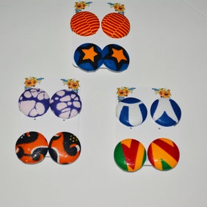 Ankara Button Earrings: African Print Kente Fabric, Statement Jewelry
