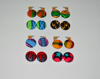 Assorted Ankara Button Earrings