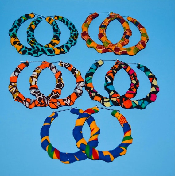 Handmade Ankara Fabric Hoop Earrings