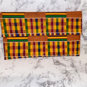 Traditional Kente Print in Orange, green and black per yard and wholesale,  Kente #2/ African Clothing/ African Stoles