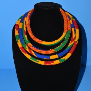 Kente Tribal Necklace, Tibet Necklace, Ethnic Necklace, Bib Necklace, Choker Necklace, Boho Style Necklace, Tibetan Necklace