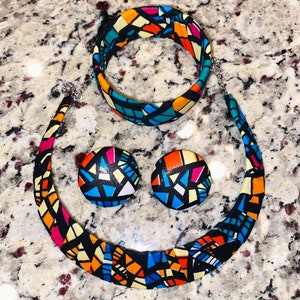 Ankara Necklace, Statement Necklace, Ethnic Necklace, Triabal Neckalce, Bib Necklace, African Print necklace, HawasBoutique, Kente Necklace.