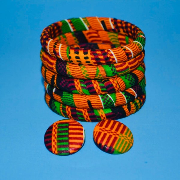 Black Kente Bangles Set/Kente Bangles/Ankara Bangles/African Bangles/Bangles Set