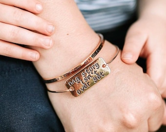My Story Isn/'t Over Yet Antique Silver Tone Braid Inspiration Bracelet SB64
