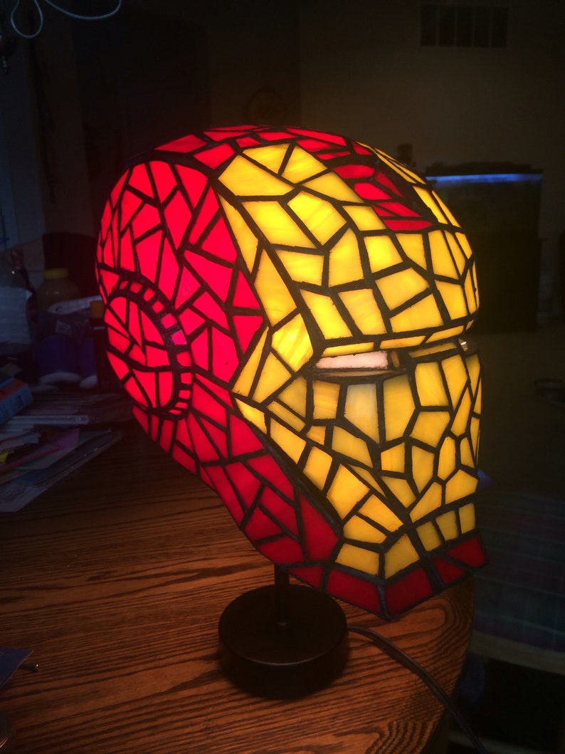 Iron Man Stained Glass Desk Lamp Etsy
