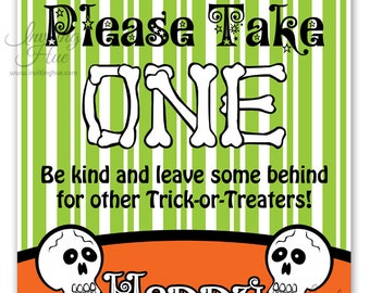 Printable Sign for Halloween Candy Bowl for Trick-or-Treaters - Instant Download - Digital File 8.5x11" - Please take one - Happy Halloween!