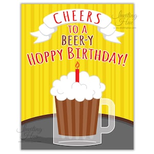 Adult Happy Birthday Card-Beer Card-Cheers to a Beer-y Hoppy Birthday! 21ème 22ème 23ème 24ème 25ème 26ème 27ème 28ème 29ème 30ème 35ème 40ème 50ème 60ème