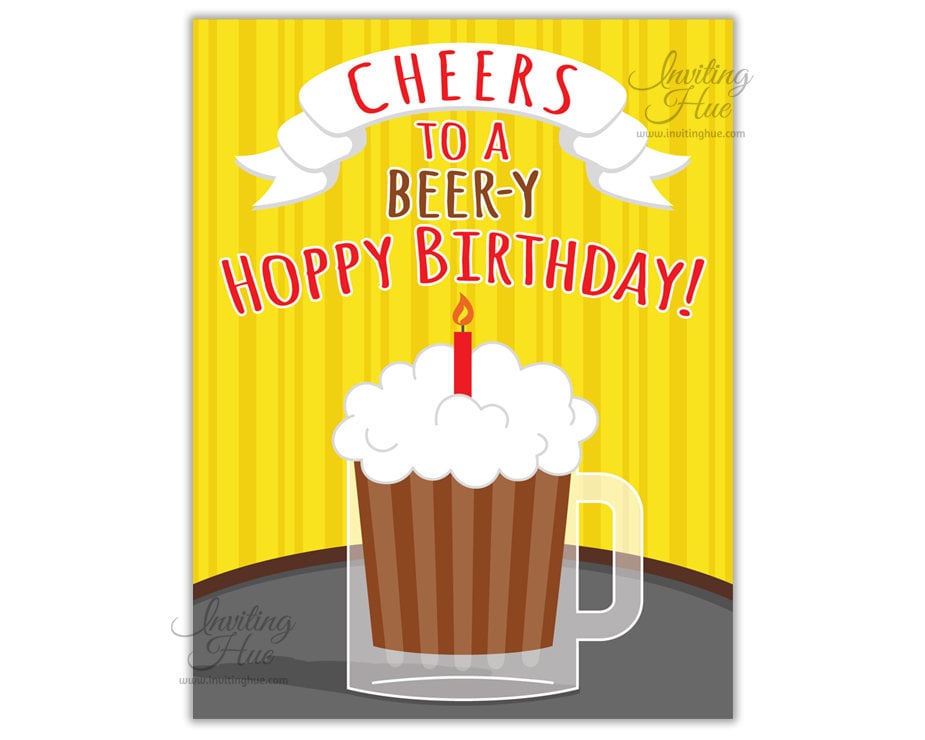 Wee Blue Coo Happy Birthday Bier-Grußkarte – Mit Umschlag, Blanko Innen – 17,5 X 12,5 Cm, Hochwertiger Karton