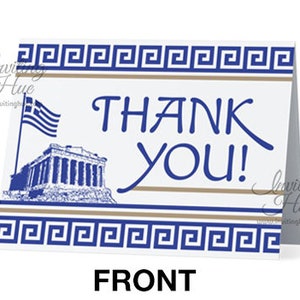 My Big Fat Greek Notecard-Thank You Card-Birthday,Party,etc-10.,13.,16.,18.,21.,30.,40.,50.,60.,70.-Akropolis,Flagge