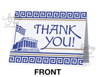 My Big Fat Greek Notecard-Thank You Card-Birthday,Party,etc-10th,13th,16th,18th,21st,30th,40th,50th,60th,70th-Acropolis,Flag