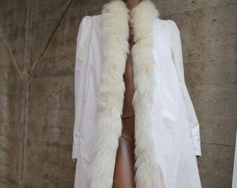 big white fur coat