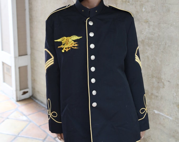 1990s Hand Patched Navy Seal Jacket Band Jacket Michael Jackson