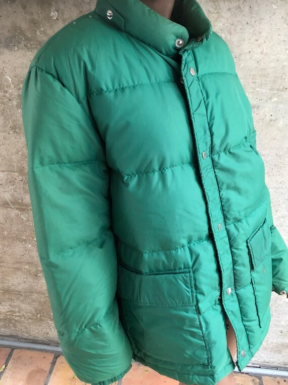 1980s Forest Green Down Feather Ski Jacket Size L… - image 3