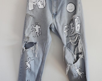 Hand painted Levis Size Length 32" Width 36"
